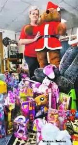 Sharon with donated toys